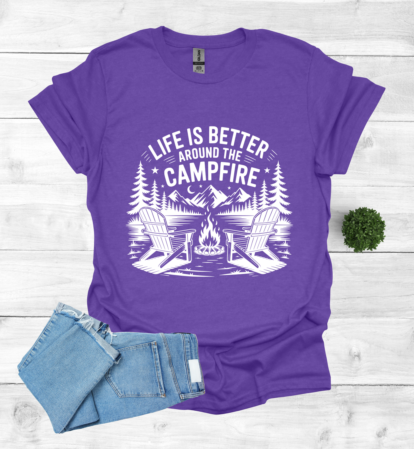 Life is better around the campfire scene