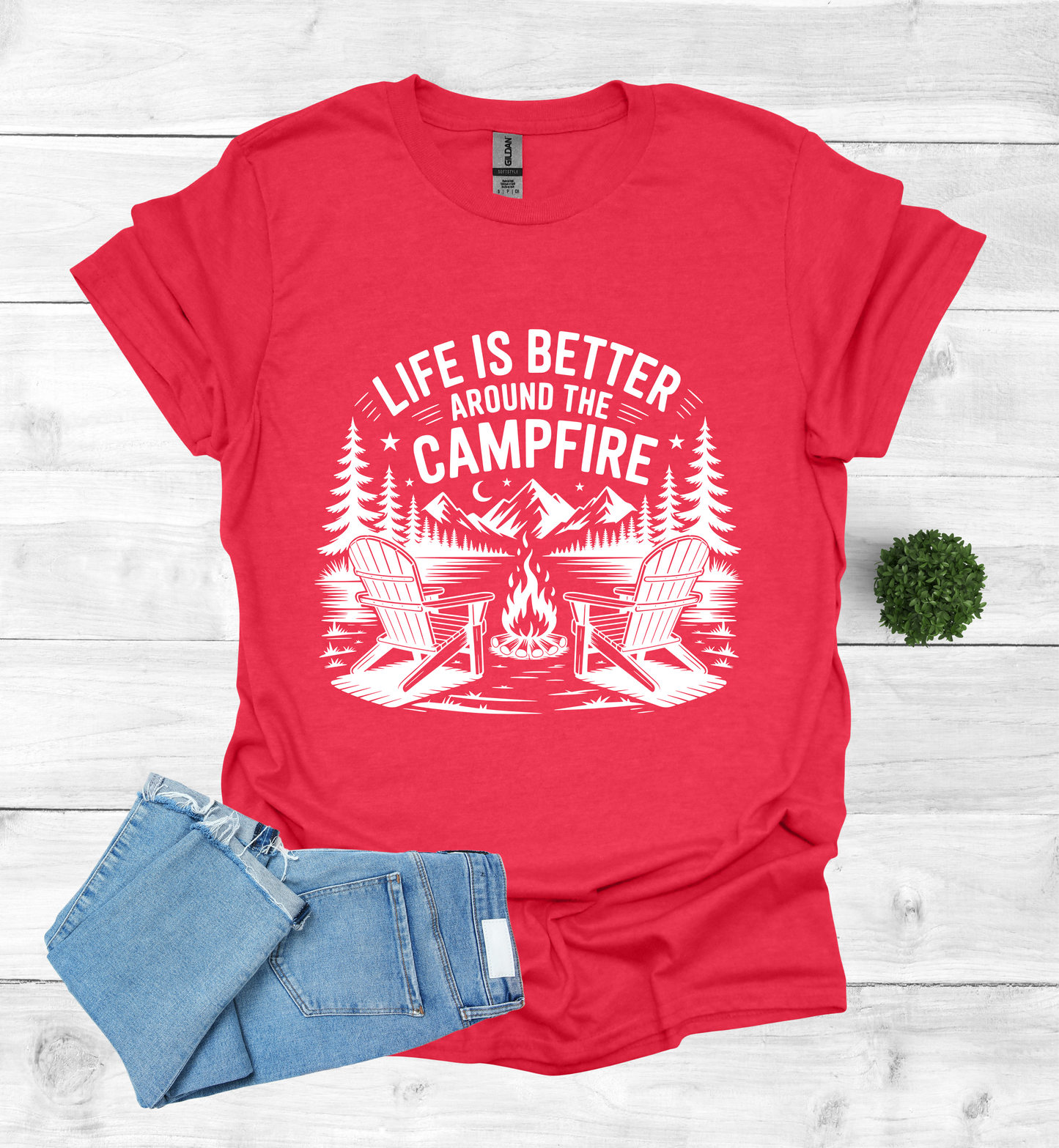 Life is better around the campfire scene