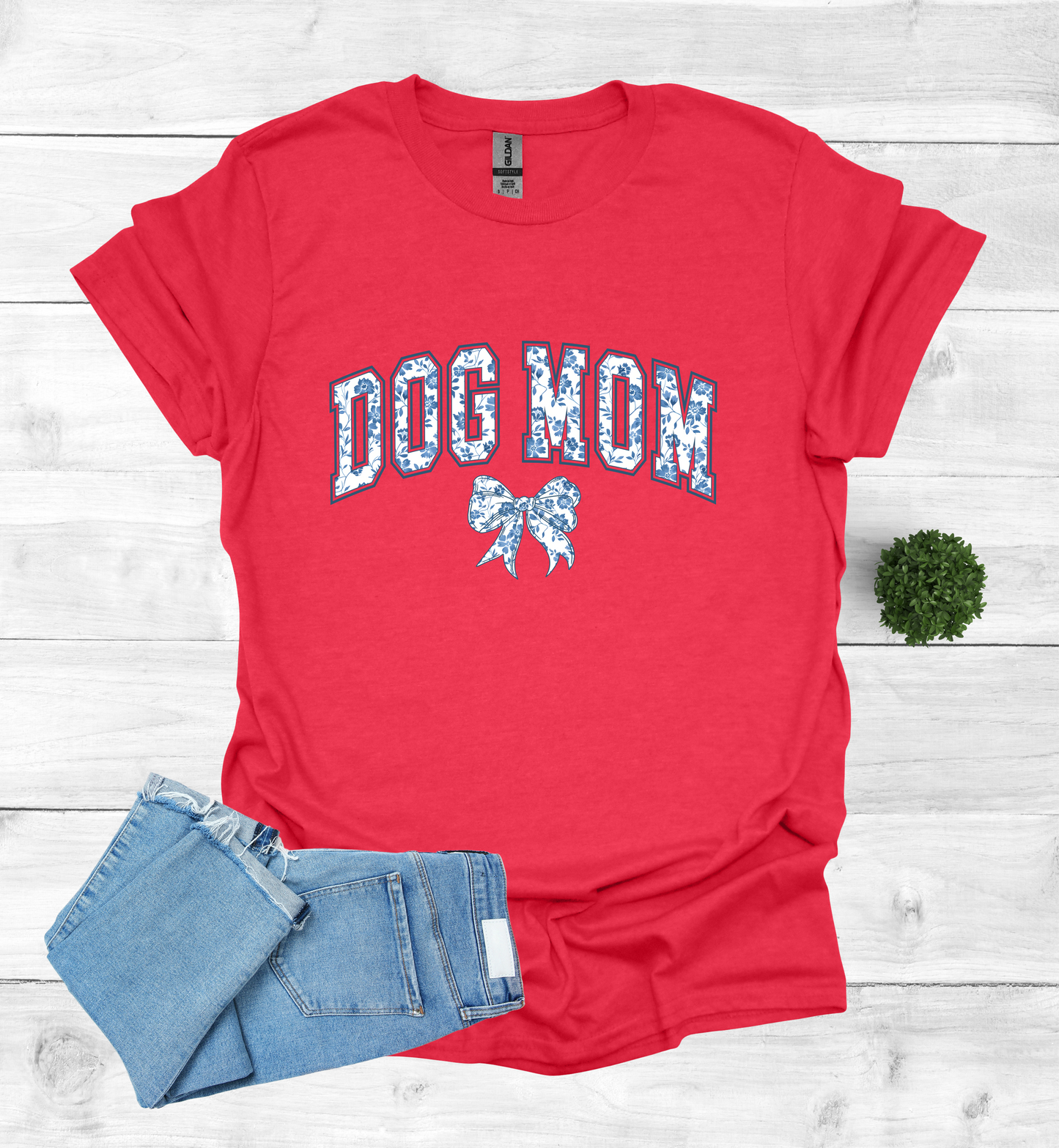 Dog Mom Chinoiserie Blue Coquette T-Shirt