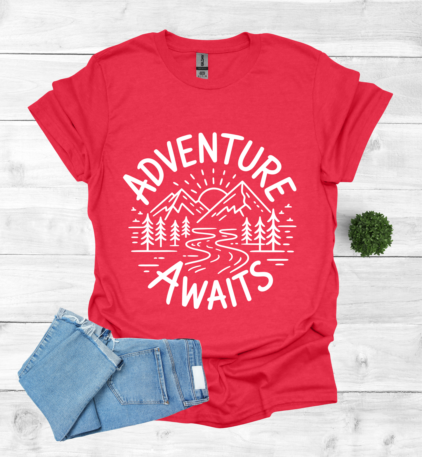 Adventure awaits mountain scene