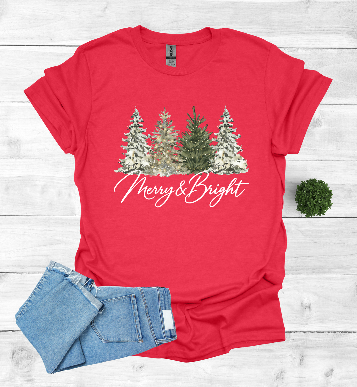 Merry and Bright Water Color Christmas Trees Shirt