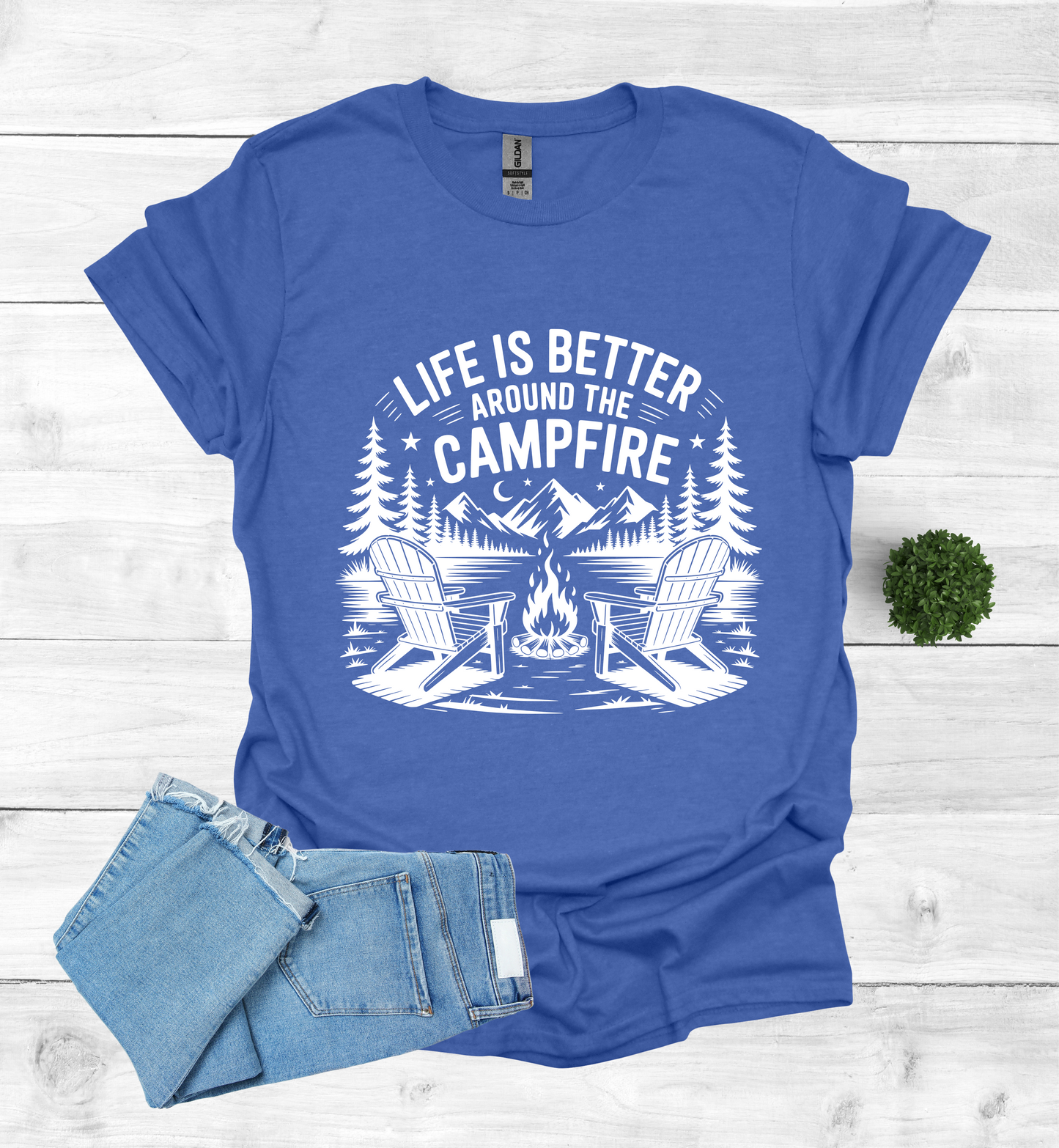 Life is better around the campfire scene