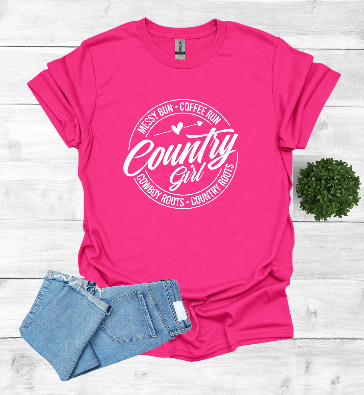 Country Girl Messy Bun, Coffee Run T-Shirt