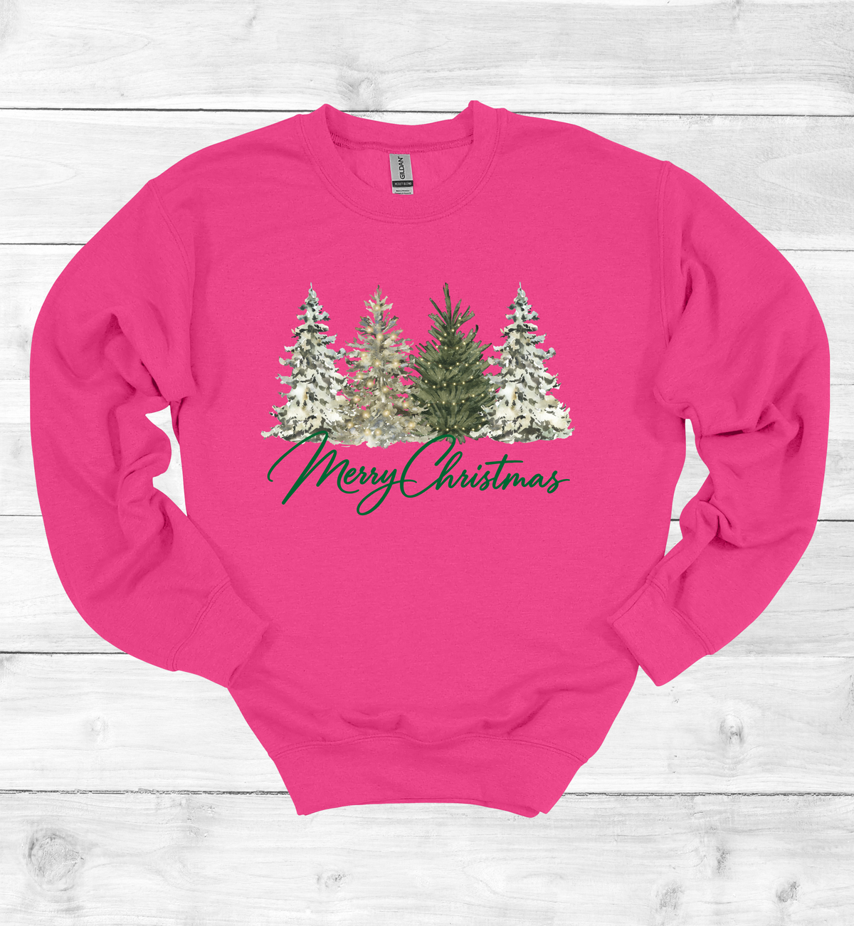 Merry Christmas with Watercolor Christmas Trees