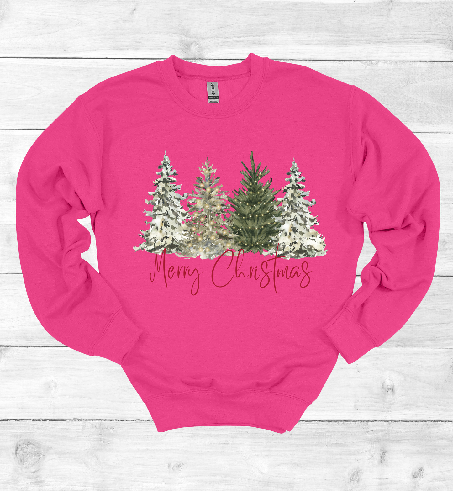 Merry Christmas with Watercolor Christmas Trees