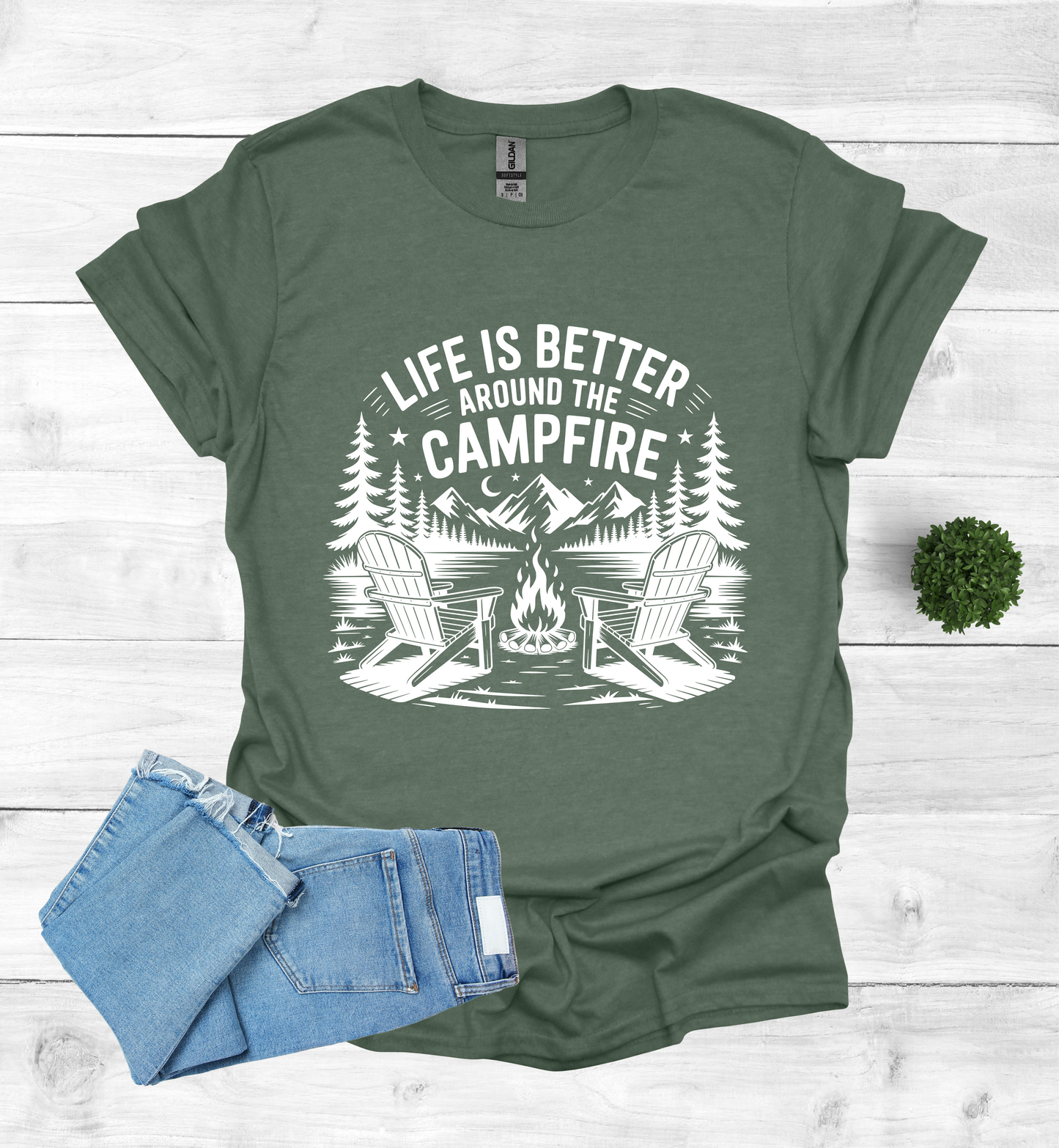 Life is better around the campfire scene