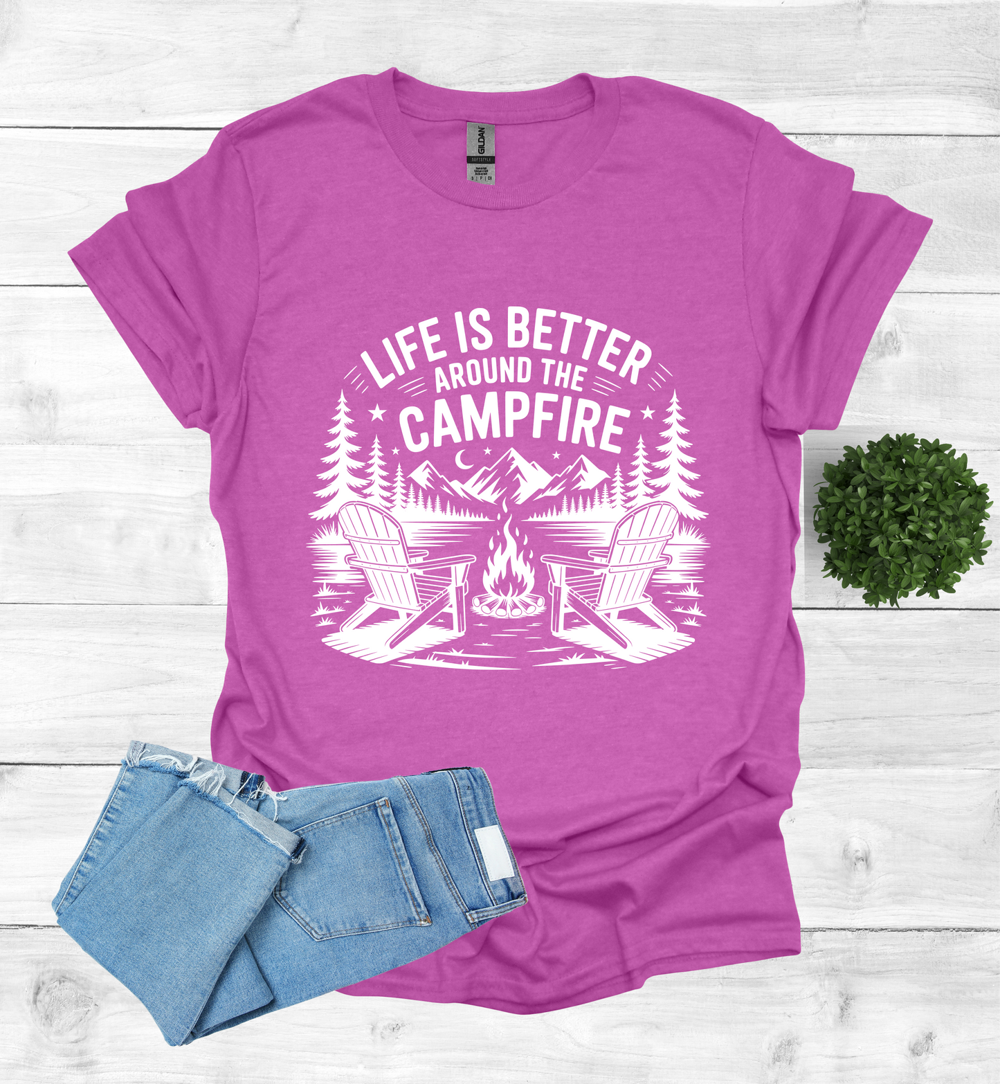 Life is better around the campfire scene