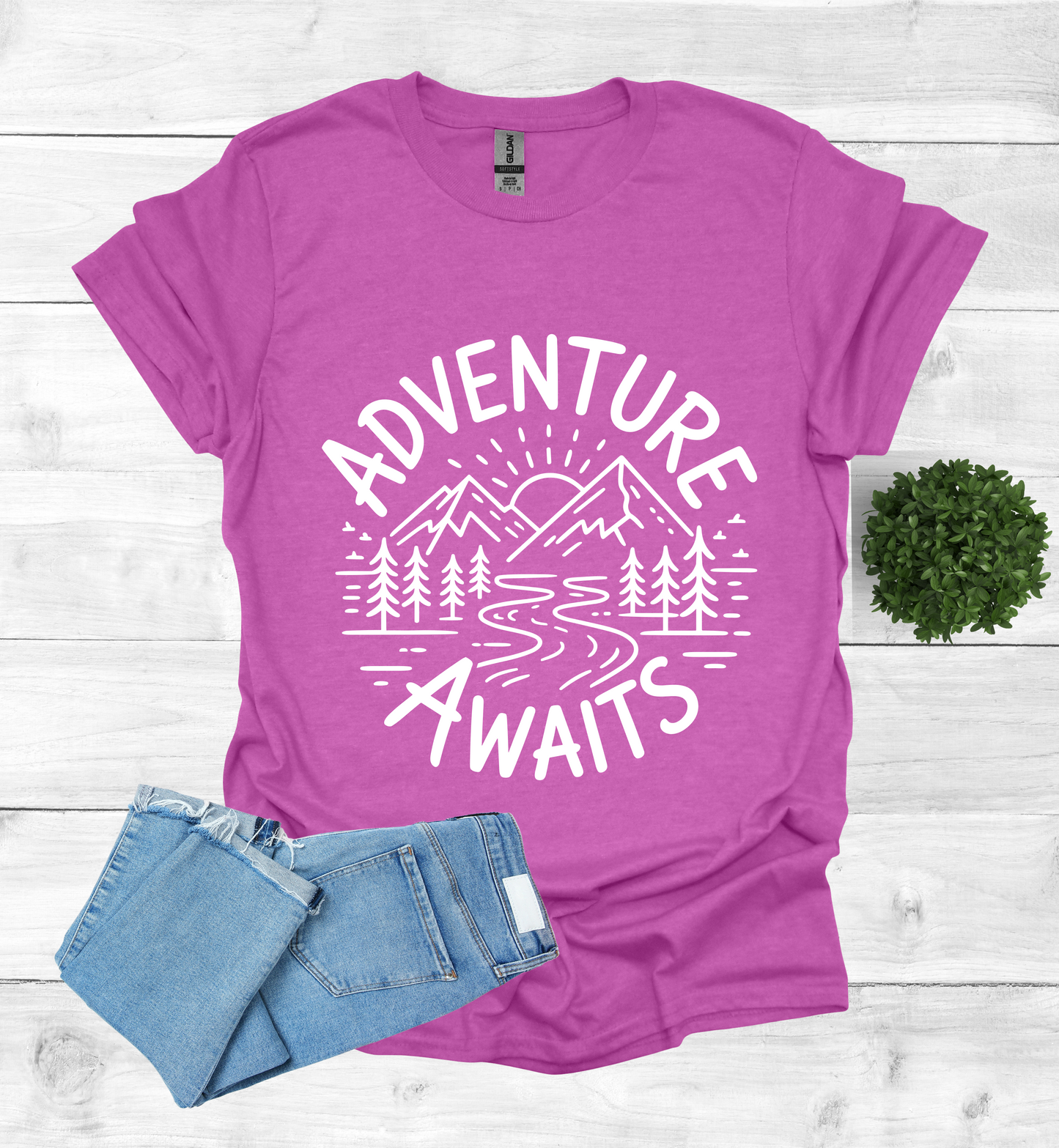 Adventure awaits mountain scene