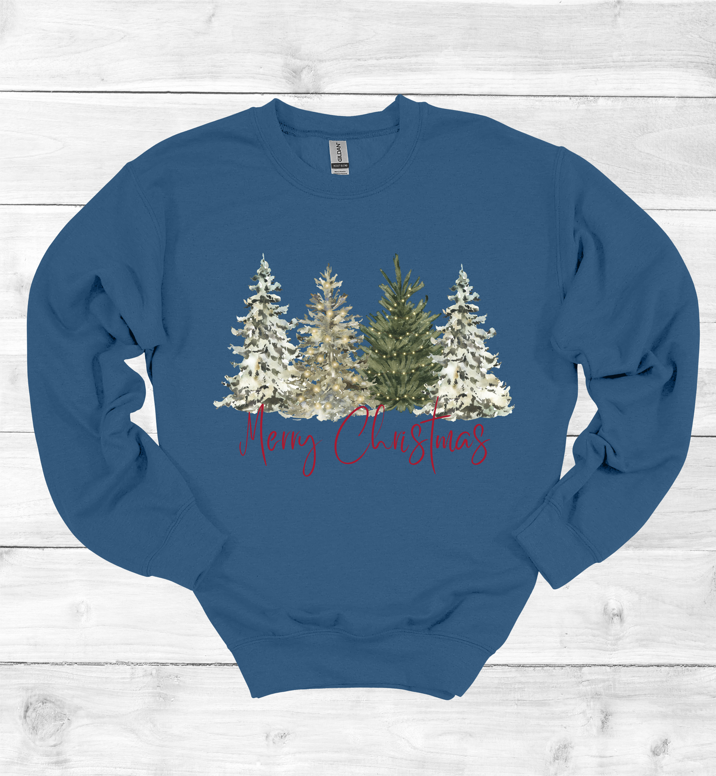 Merry Christmas with Watercolor Christmas Trees