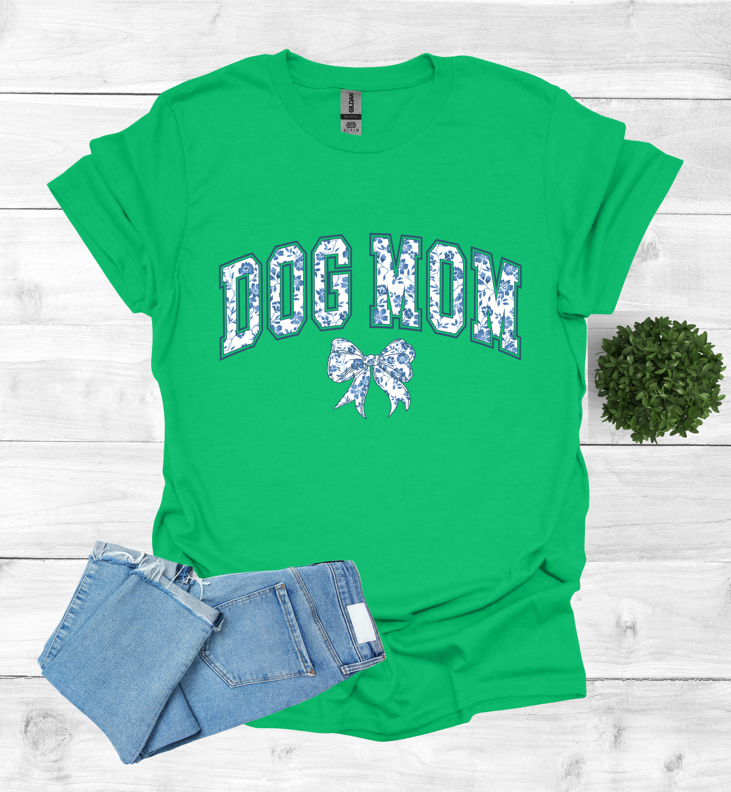 Dog Mom Chinoiserie Blue Coquette T-Shirt