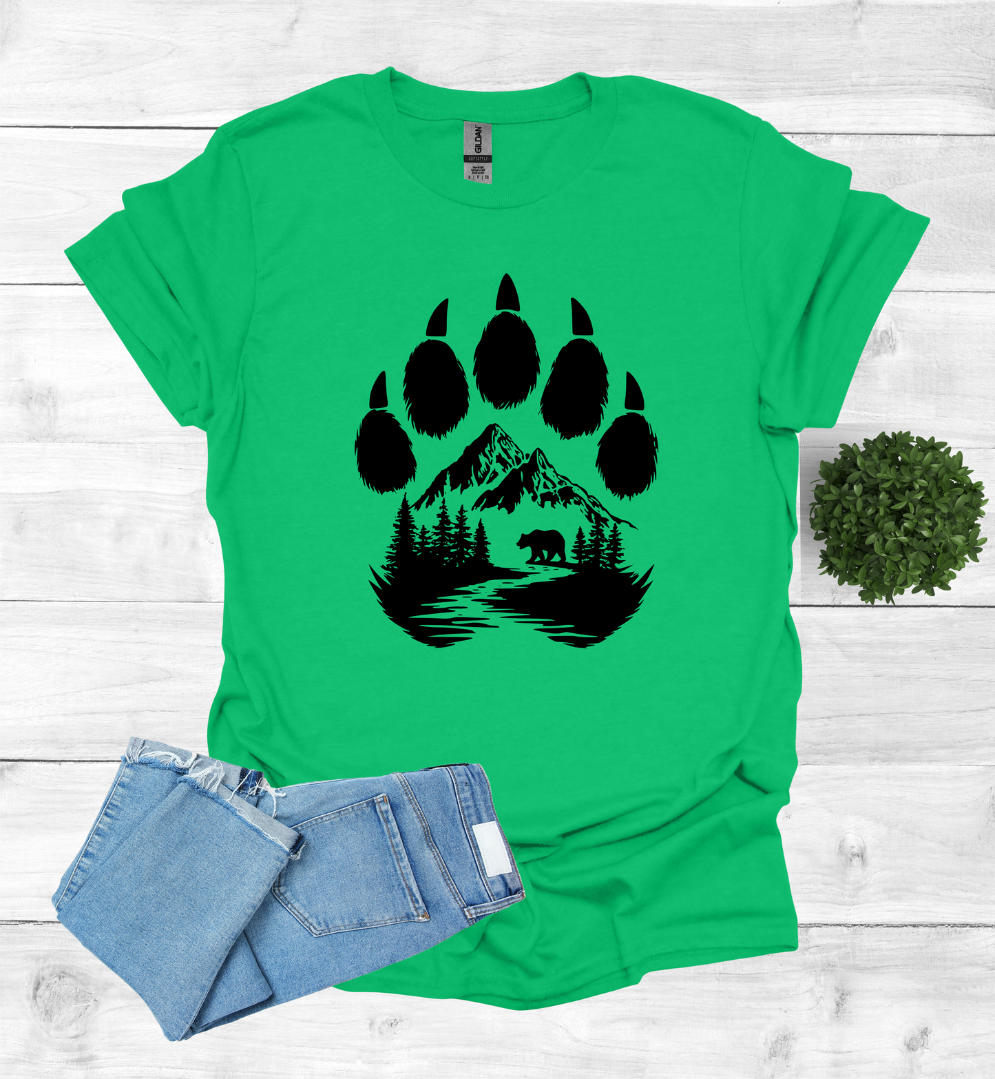 Bear Paw with Mountain Scene