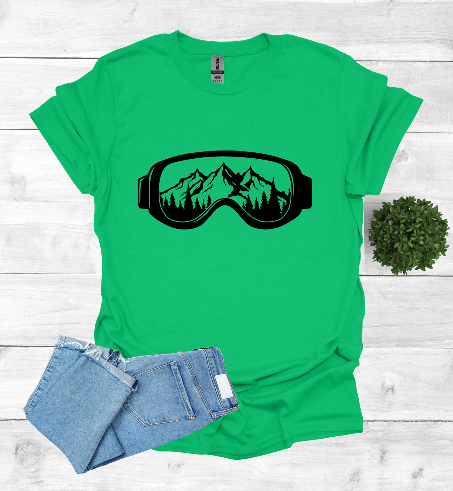 Snow Goggles Mountain Scene T-Shirt