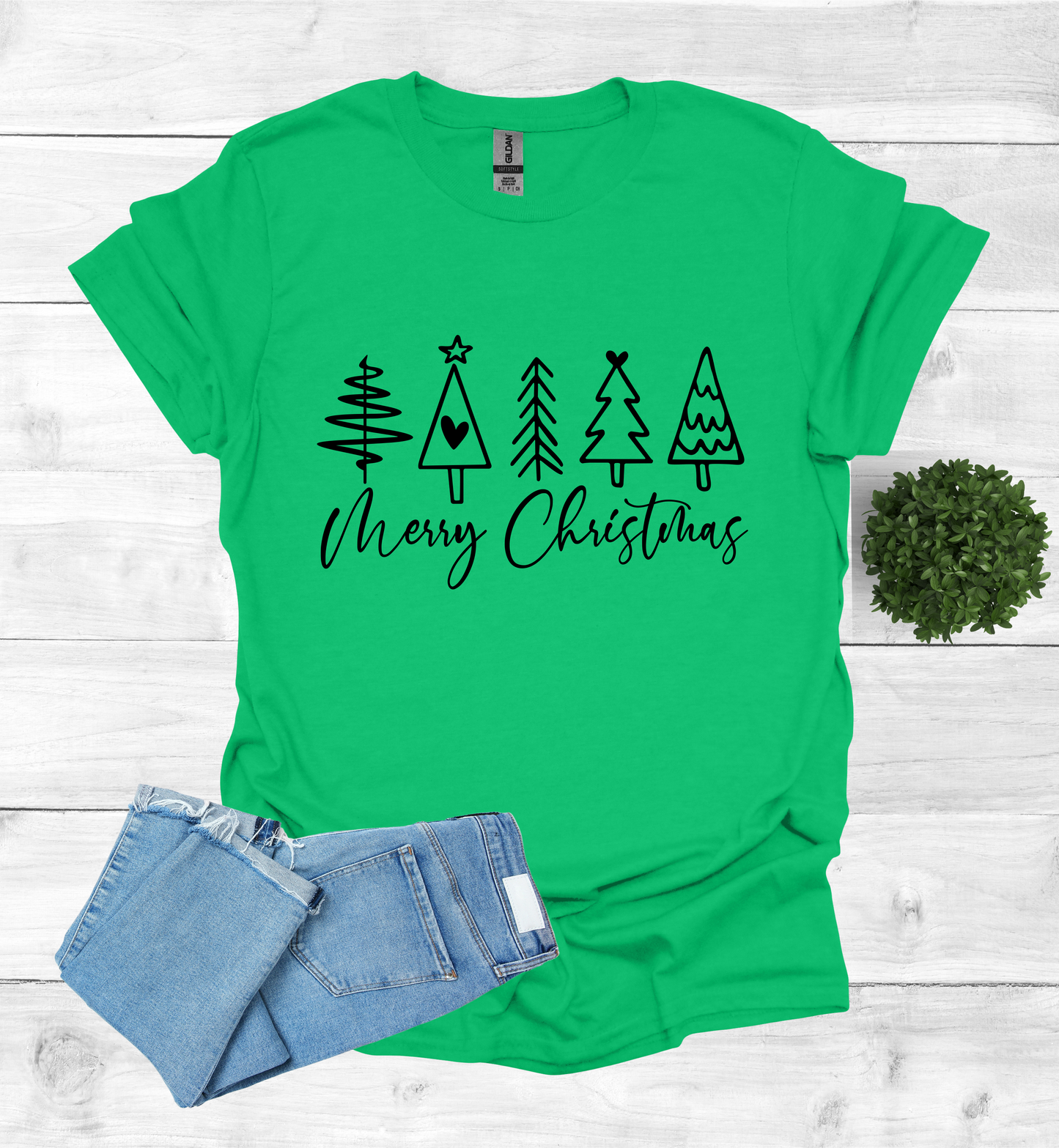 Merry Christmas Shirt with 5 Trees