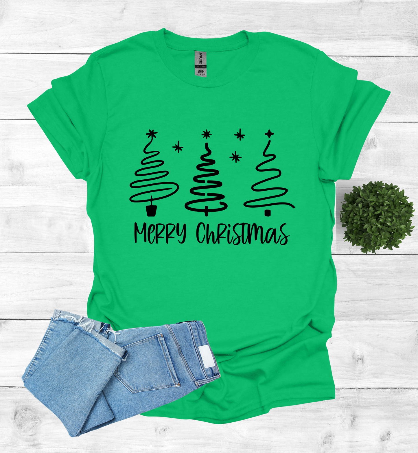Merry Christmas Shirt with 3 Trees
