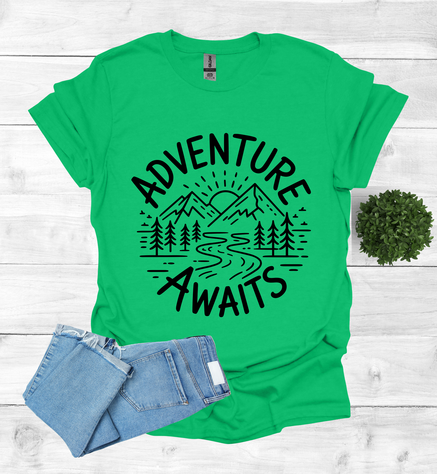 Adventure awaits mountain scene