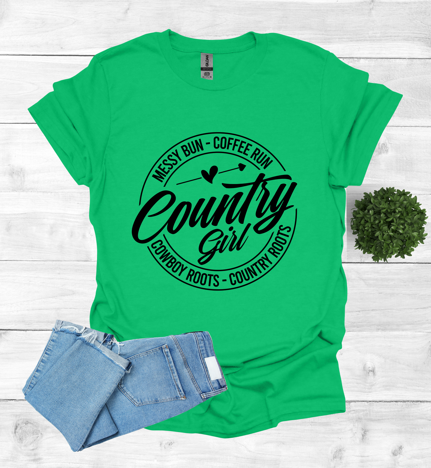 Country Girl Messy Bun, Coffee Run T-Shirt