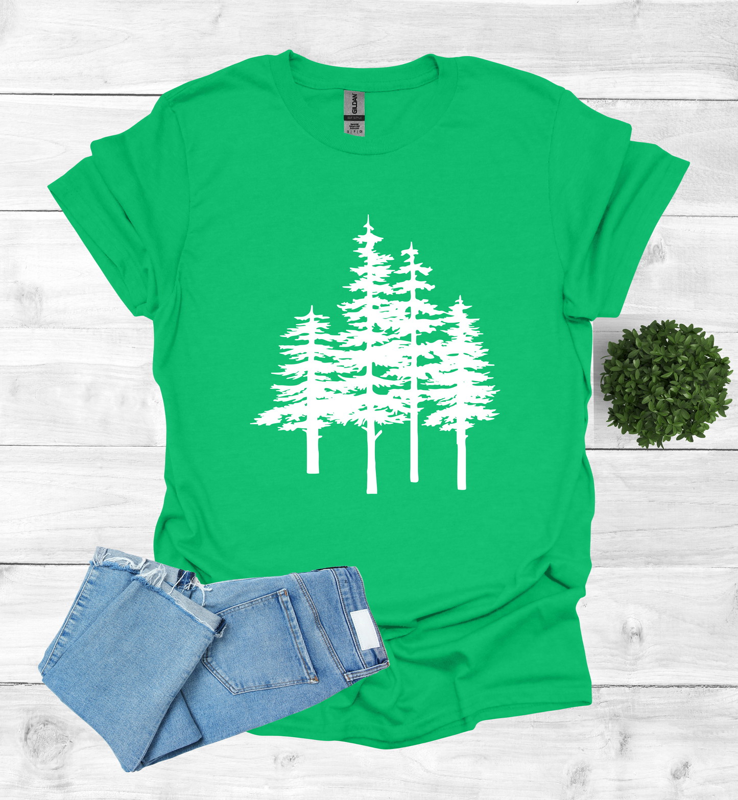A unique pine trees design on a T-Shirt