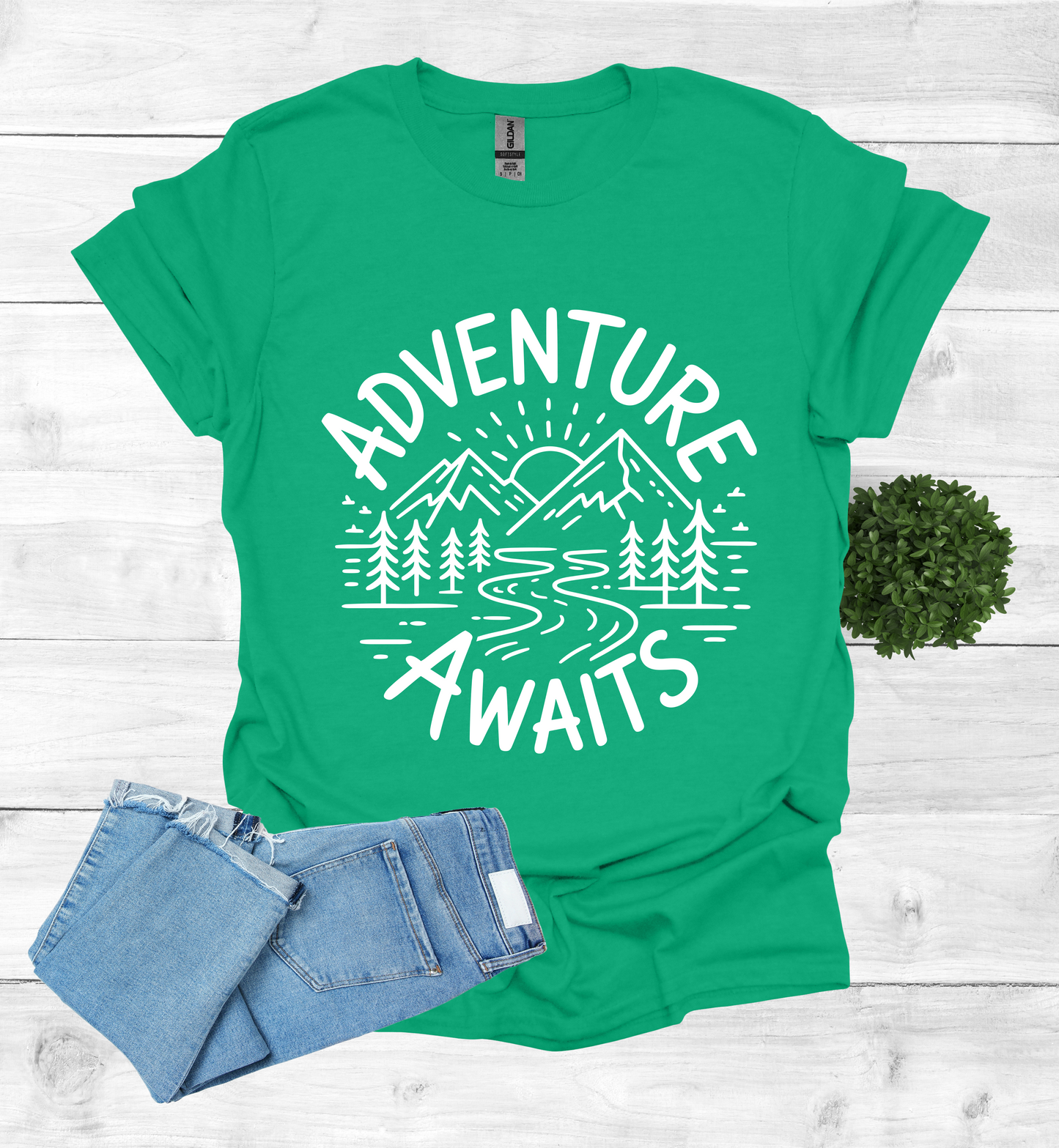 Adventure awaits mountain scene