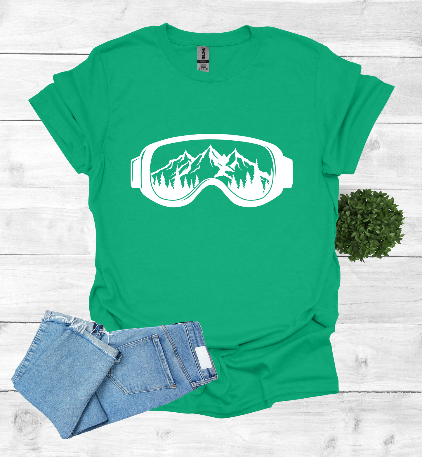 Snow Goggles Mountain Scene T-Shirt