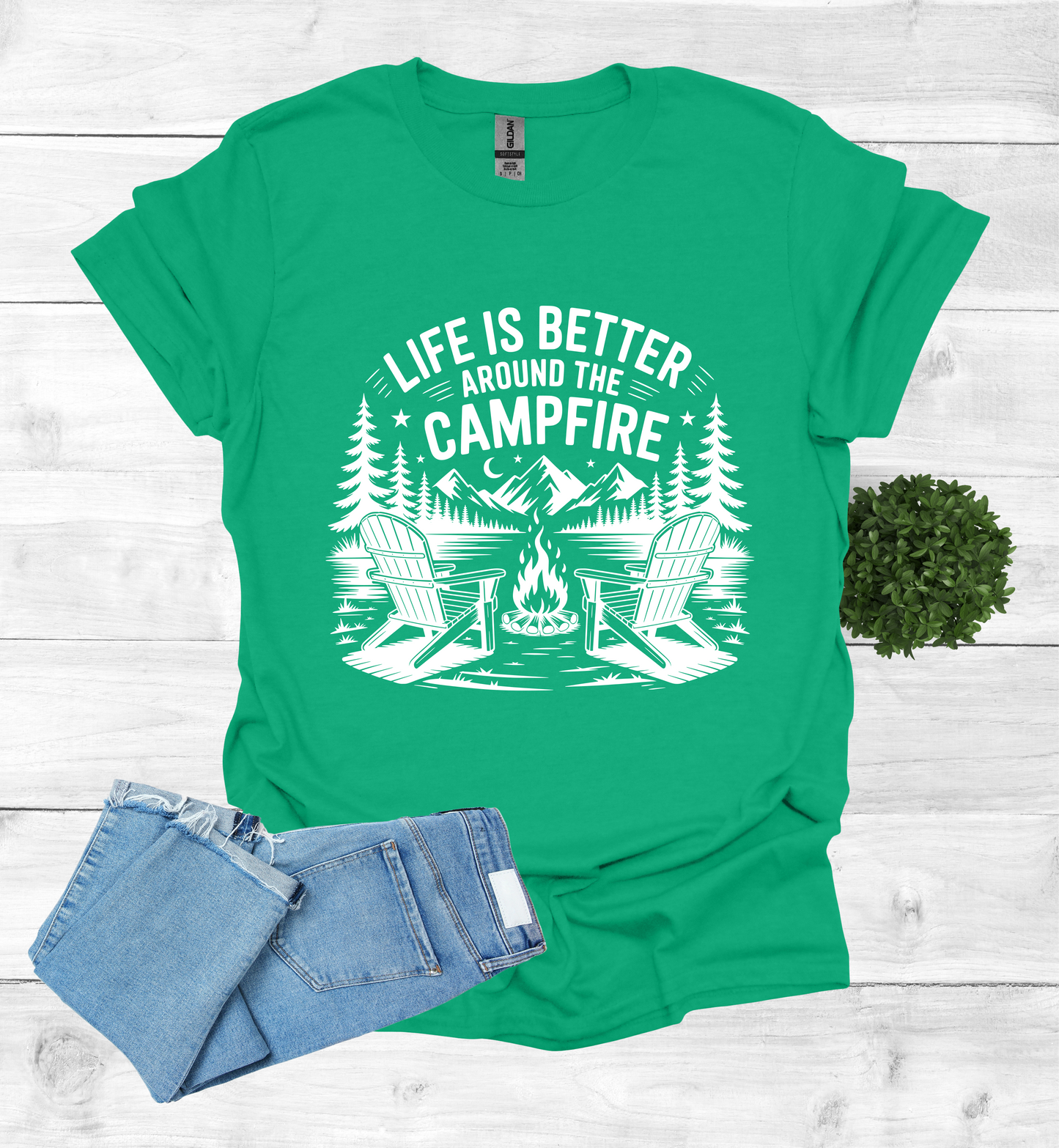 Life is better around the campfire scene