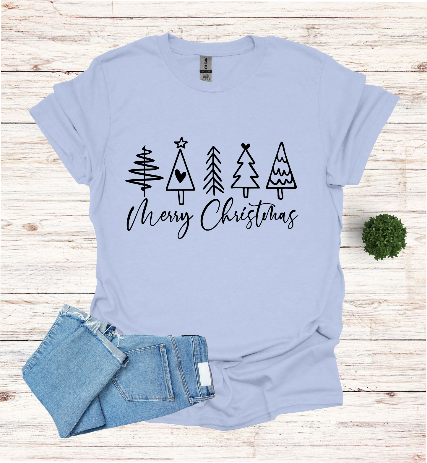 Merry Christmas Shirt with 5 Trees