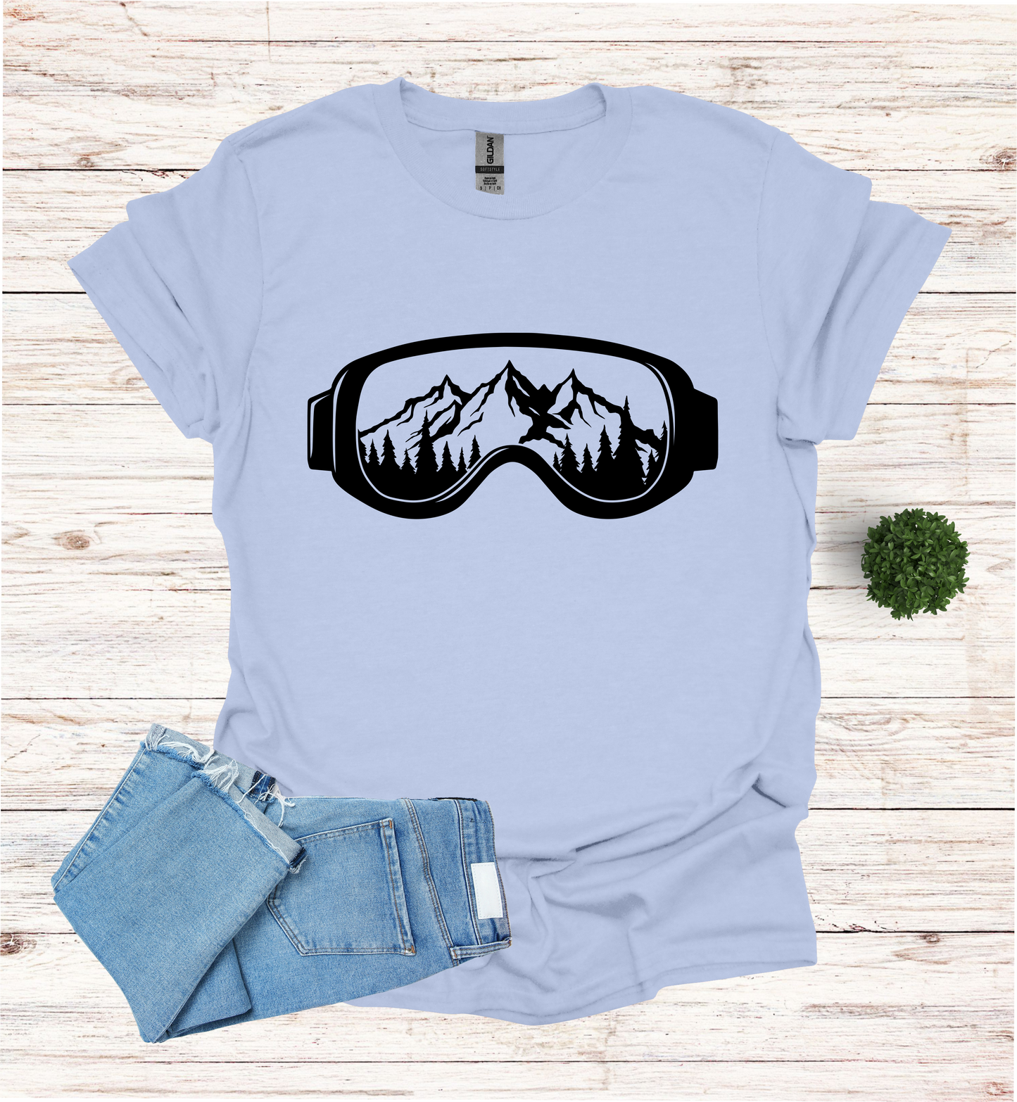 Snow Goggles Mountain Scene T-Shirt