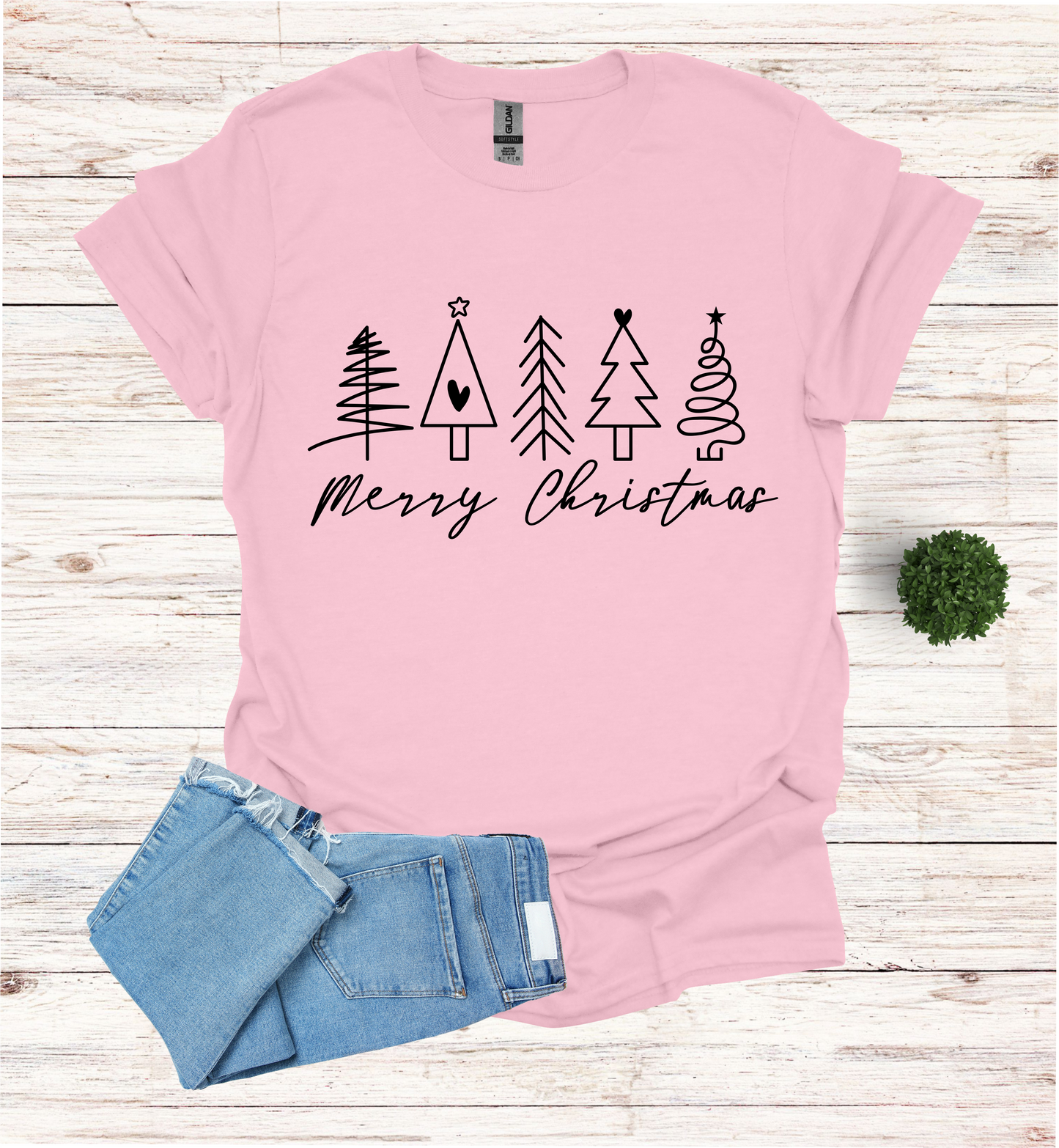 5 Christmas trees with Merry Christmas