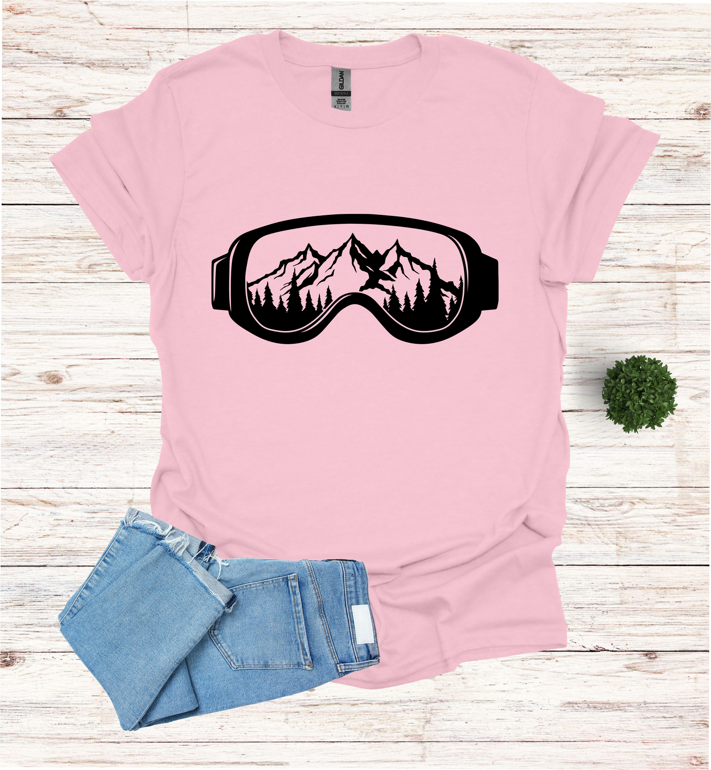 Snow Goggles Mountain Scene T-Shirt