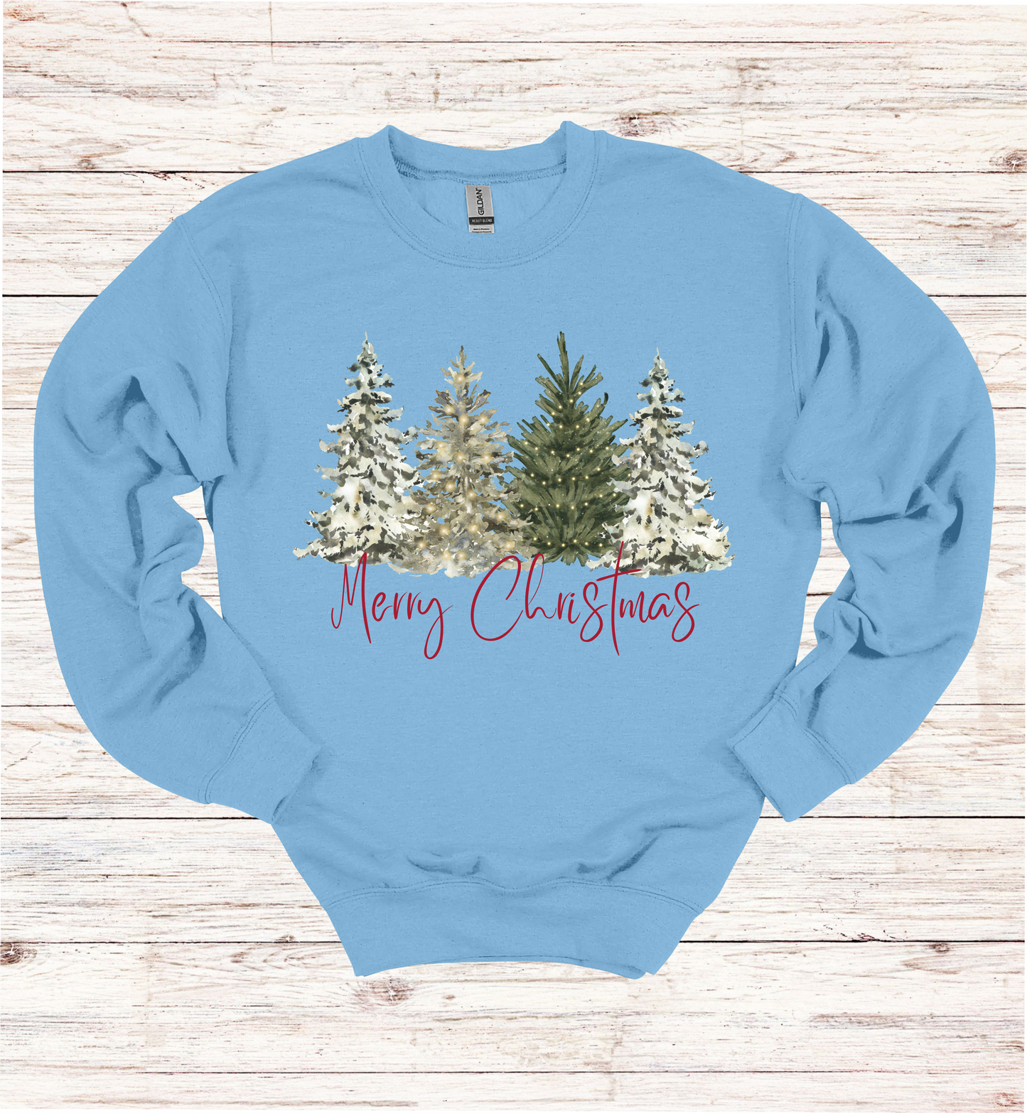 Merry Christmas with Watercolor Christmas Trees