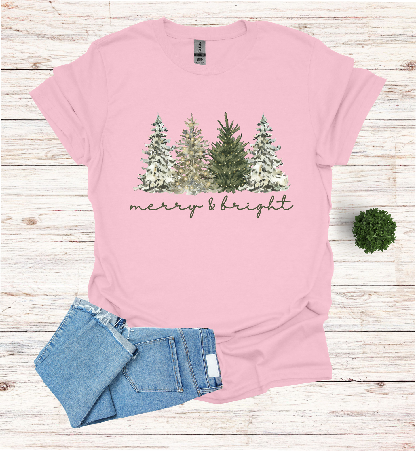 Merry & Bright Water Color Christmas Trees Shirt