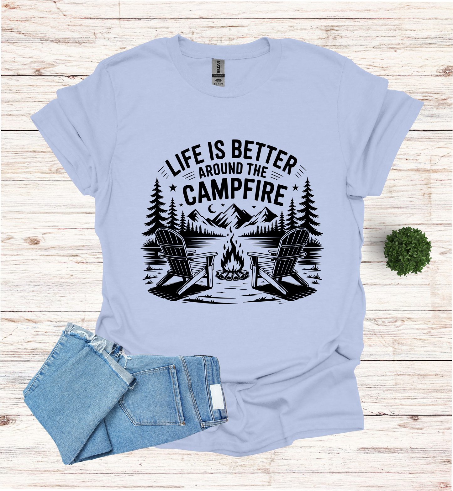 Life is better around the campfire scene