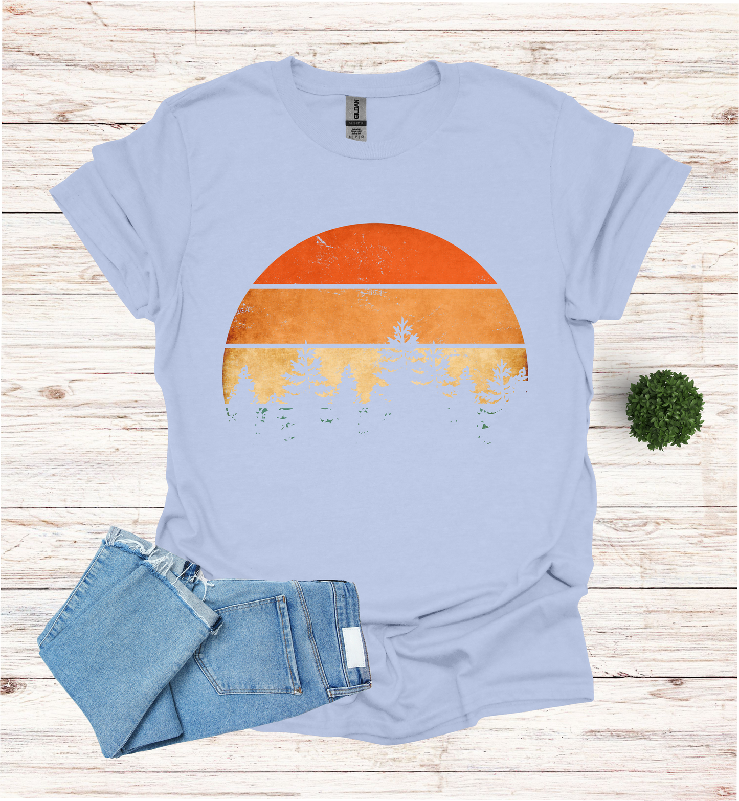 Beautiful Retro Pine Tree forest, Retro sunset Shirt1