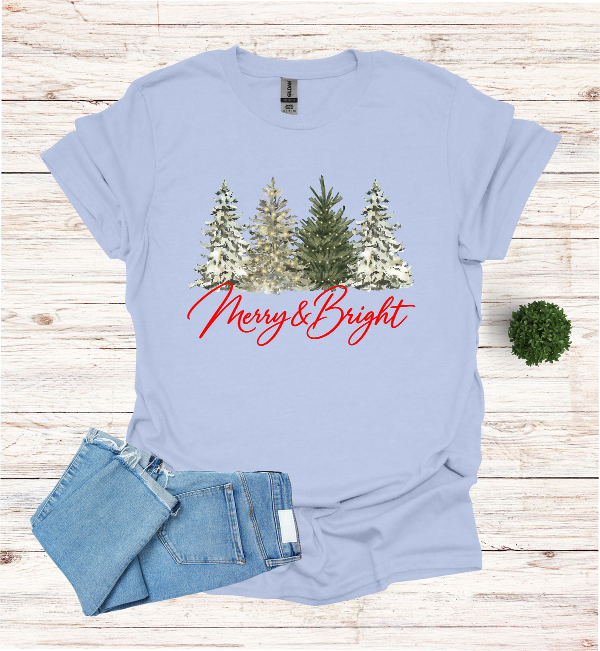 Merry and Bright Water Color Christmas Trees Shirt