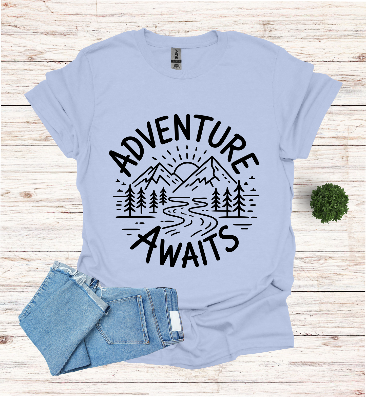 Adventure awaits mountain scene