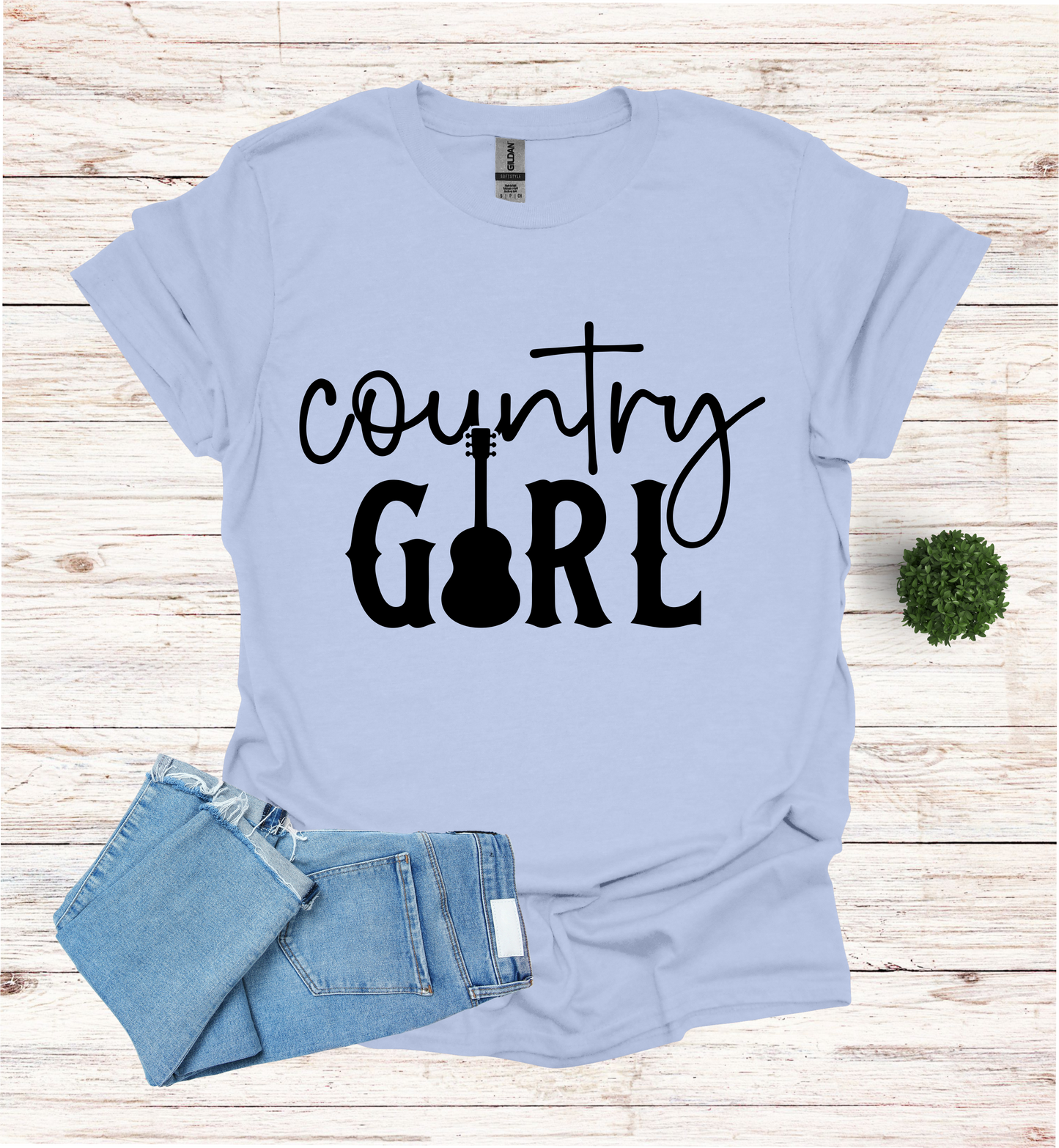 Country Girl Words with a Guitar as the I in the word Girl