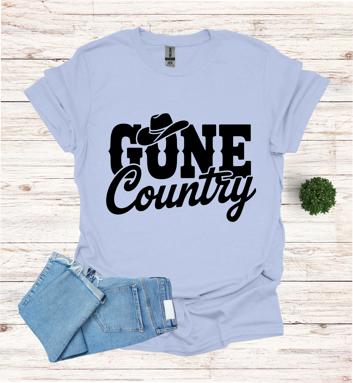 Gone Country saying with small Cowboy Hat