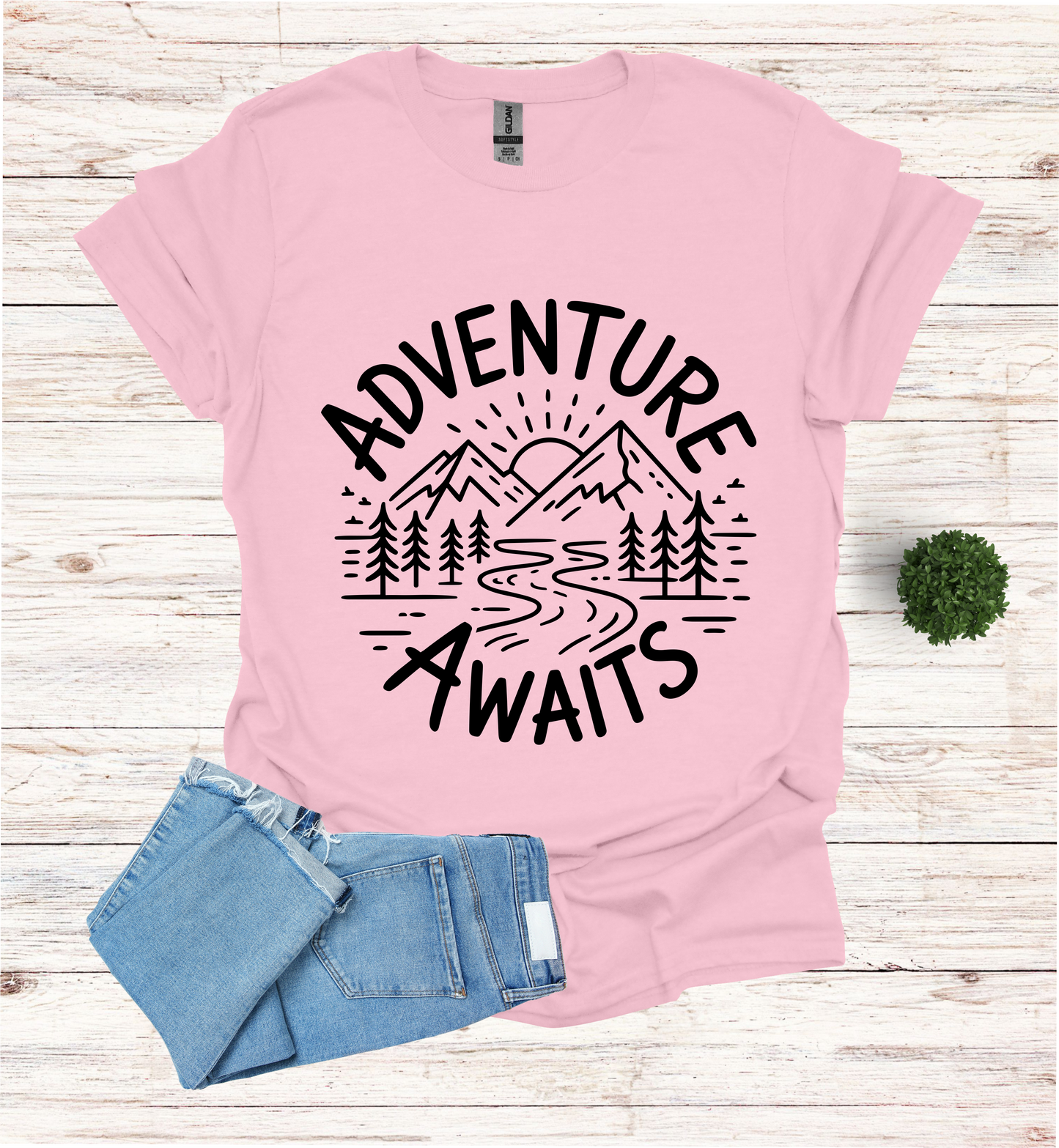 Adventure awaits mountain scene