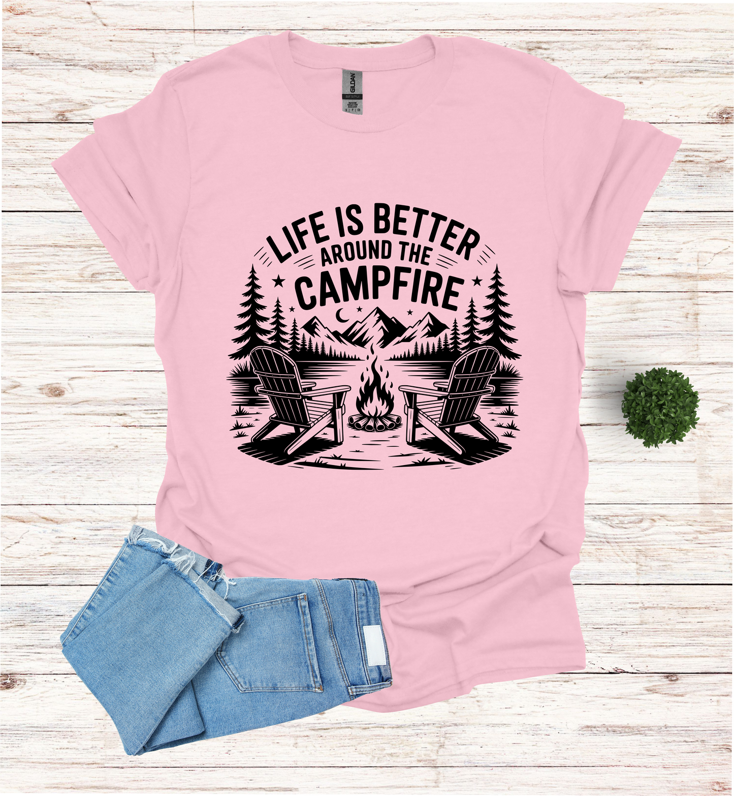 Life is better around the campfire scene