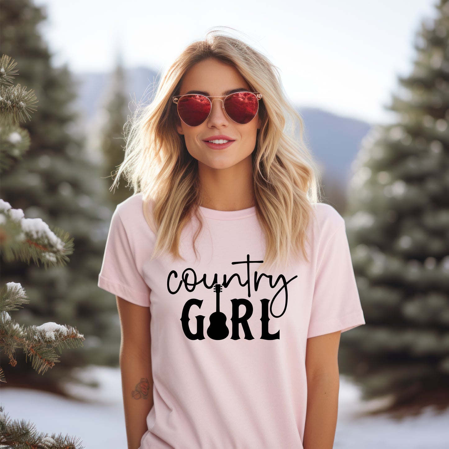 Country Girl Words with a Guitar as the I in the word Girl