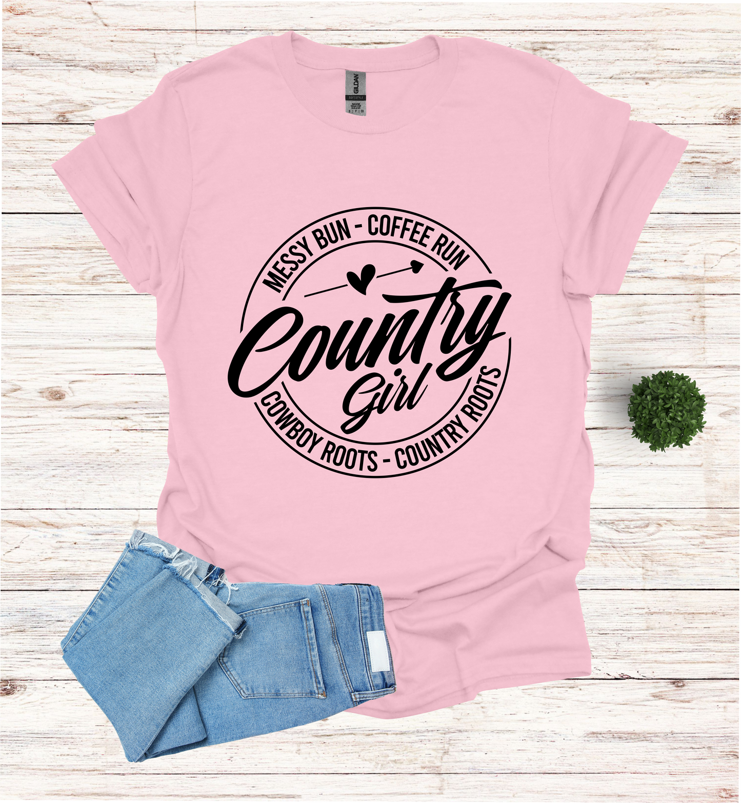 Country Girl Messy Bun, Coffee Run T-Shirt
