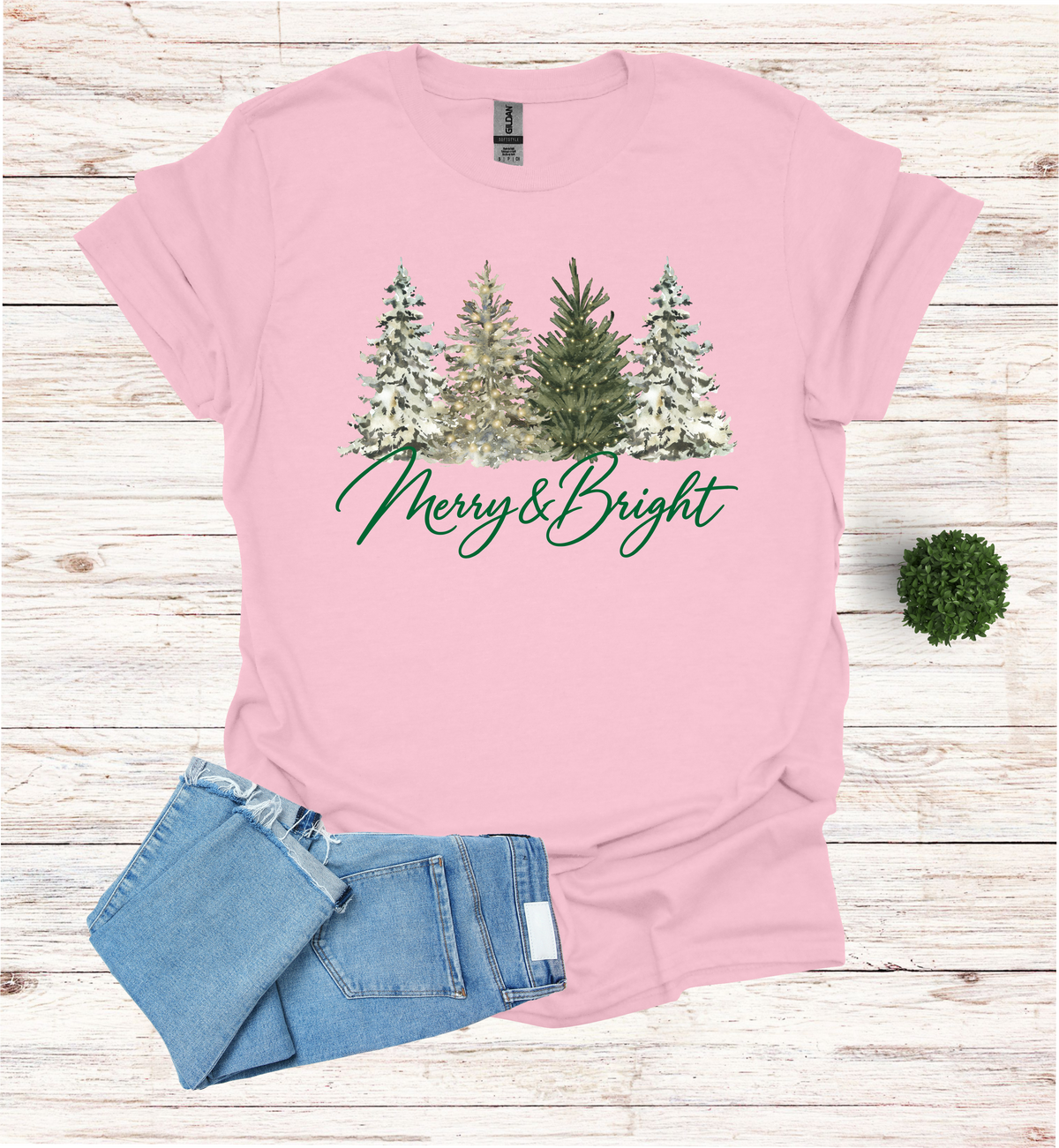 Merry and Bright Water Color Christmas Trees Shirt