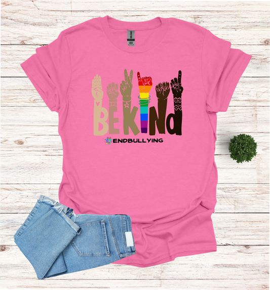 Be Kind Hand signal end bullying T-Shirt
