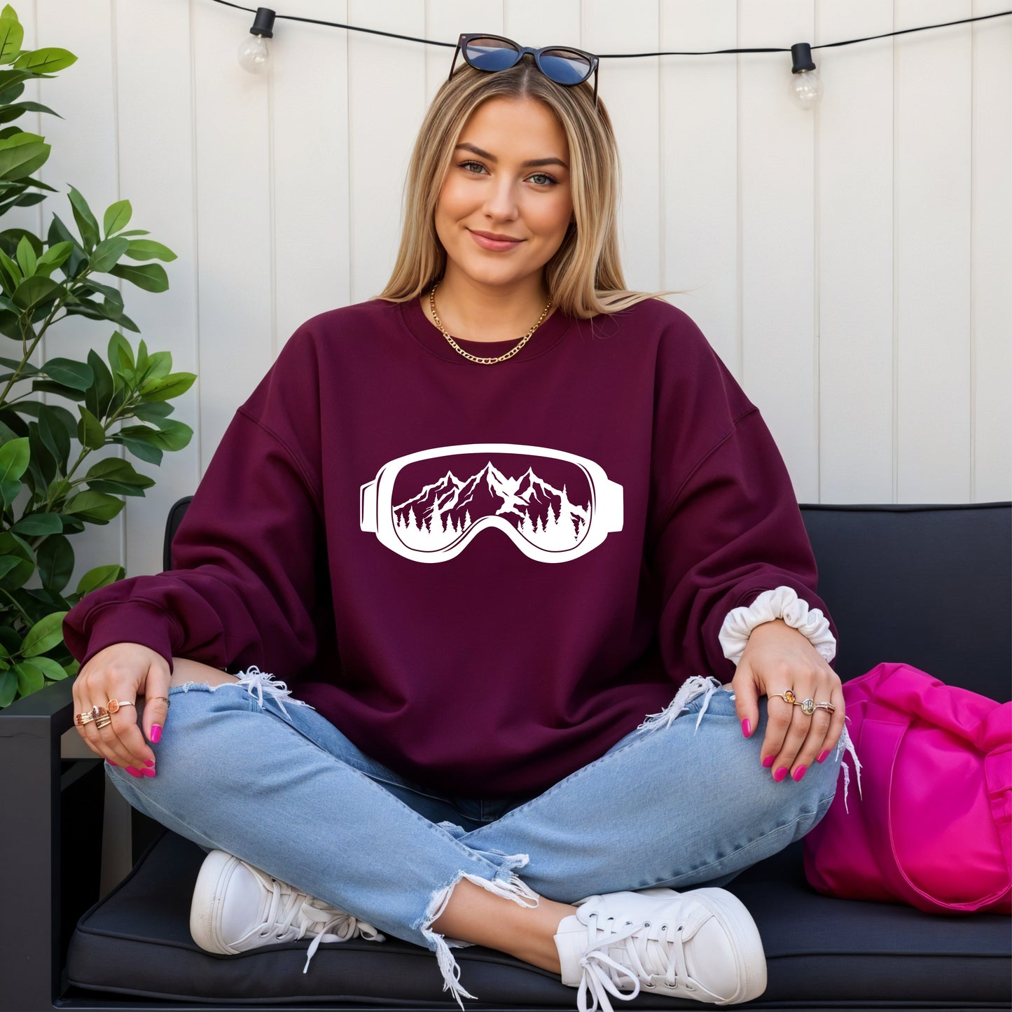 Snow Goggles Mountain Scene Sweatshirt