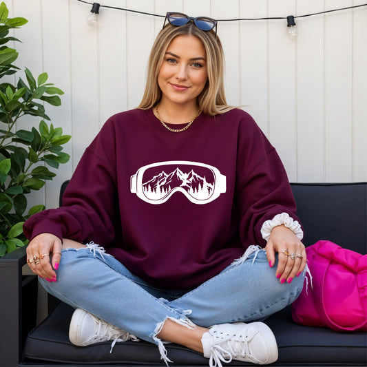 Snow Goggles Mountain Scene Sweatshirt