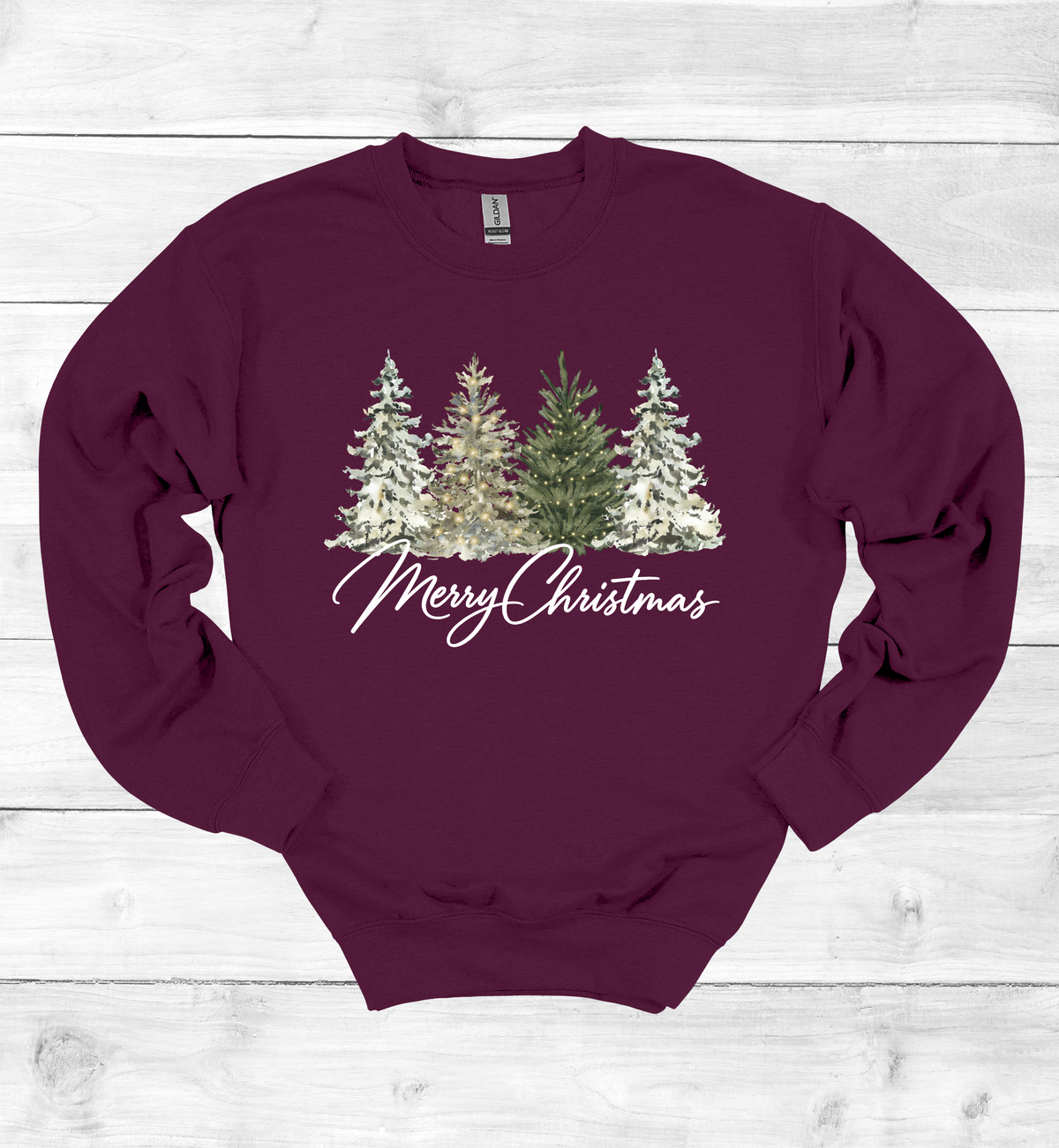 Merry Christmas with Watercolor Christmas Trees