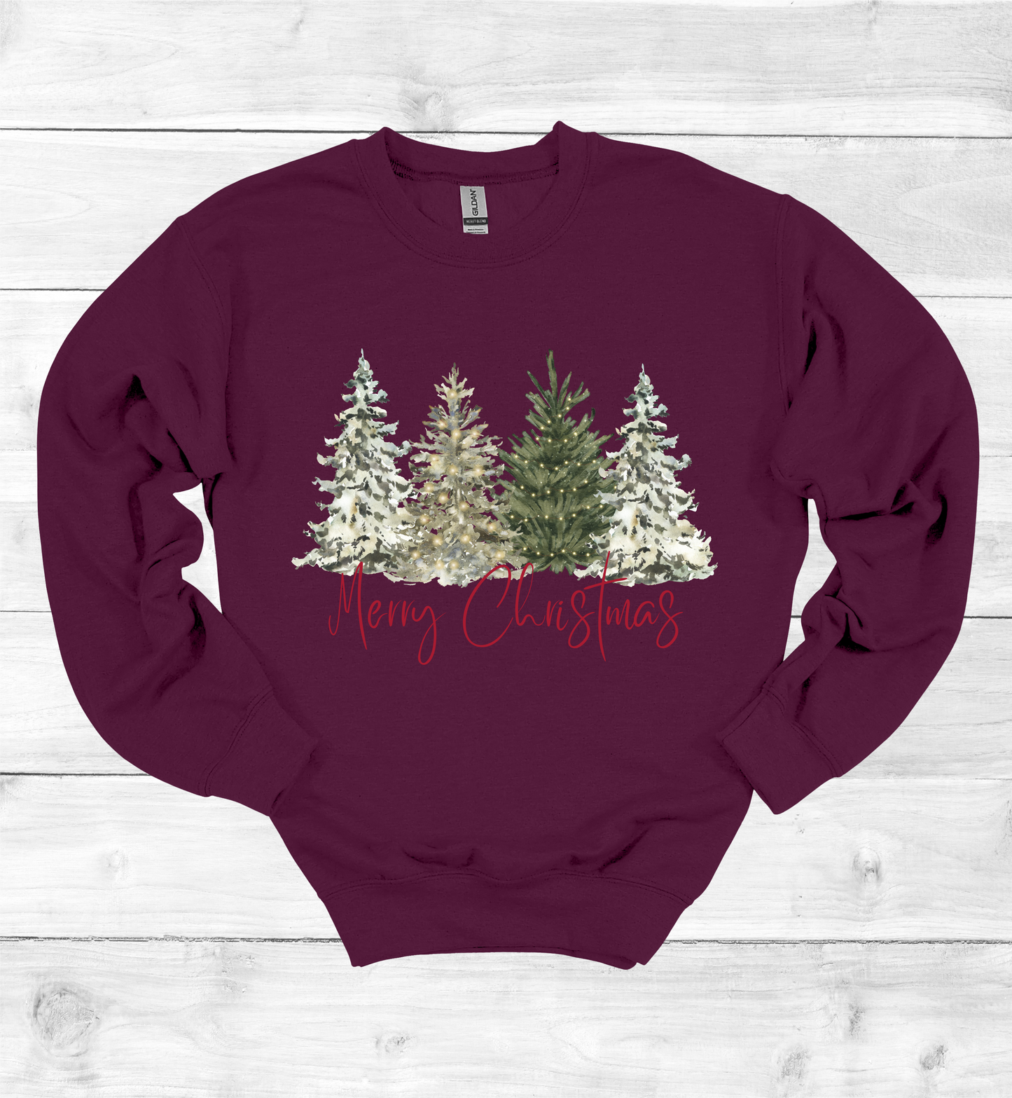 Merry Christmas with Watercolor Christmas Trees