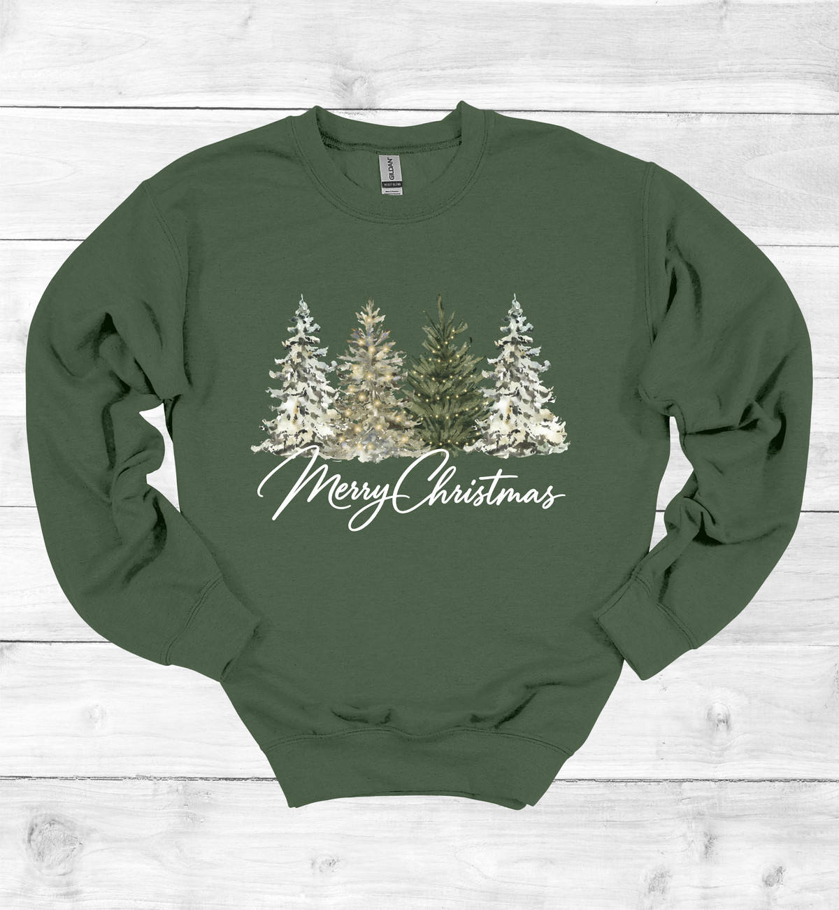 Merry Christmas with Watercolor Christmas Trees
