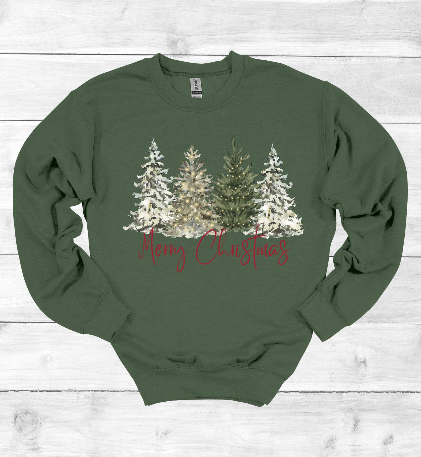 Merry Christmas with Watercolor Christmas Trees