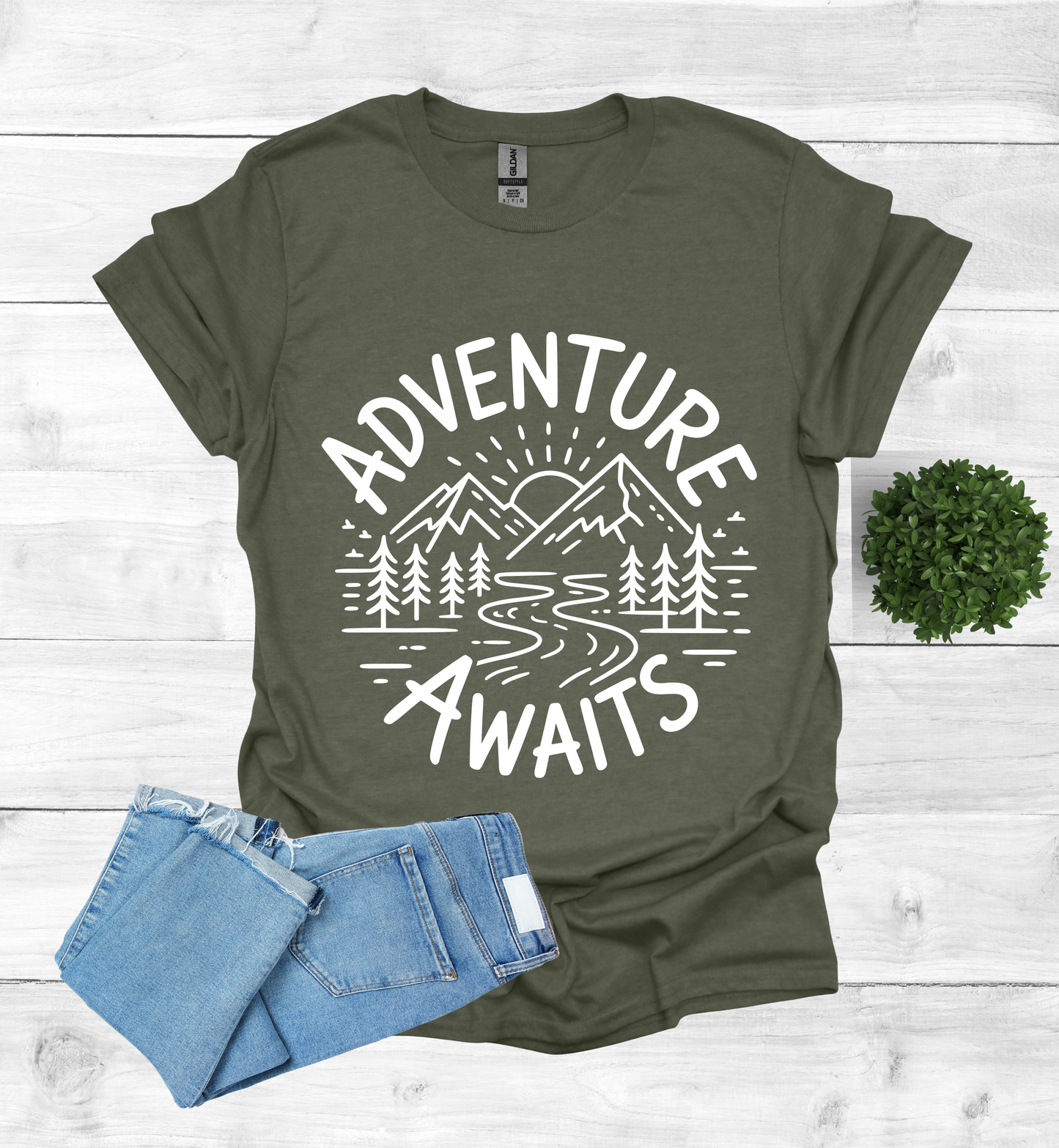 Adventure awaits mountain scene