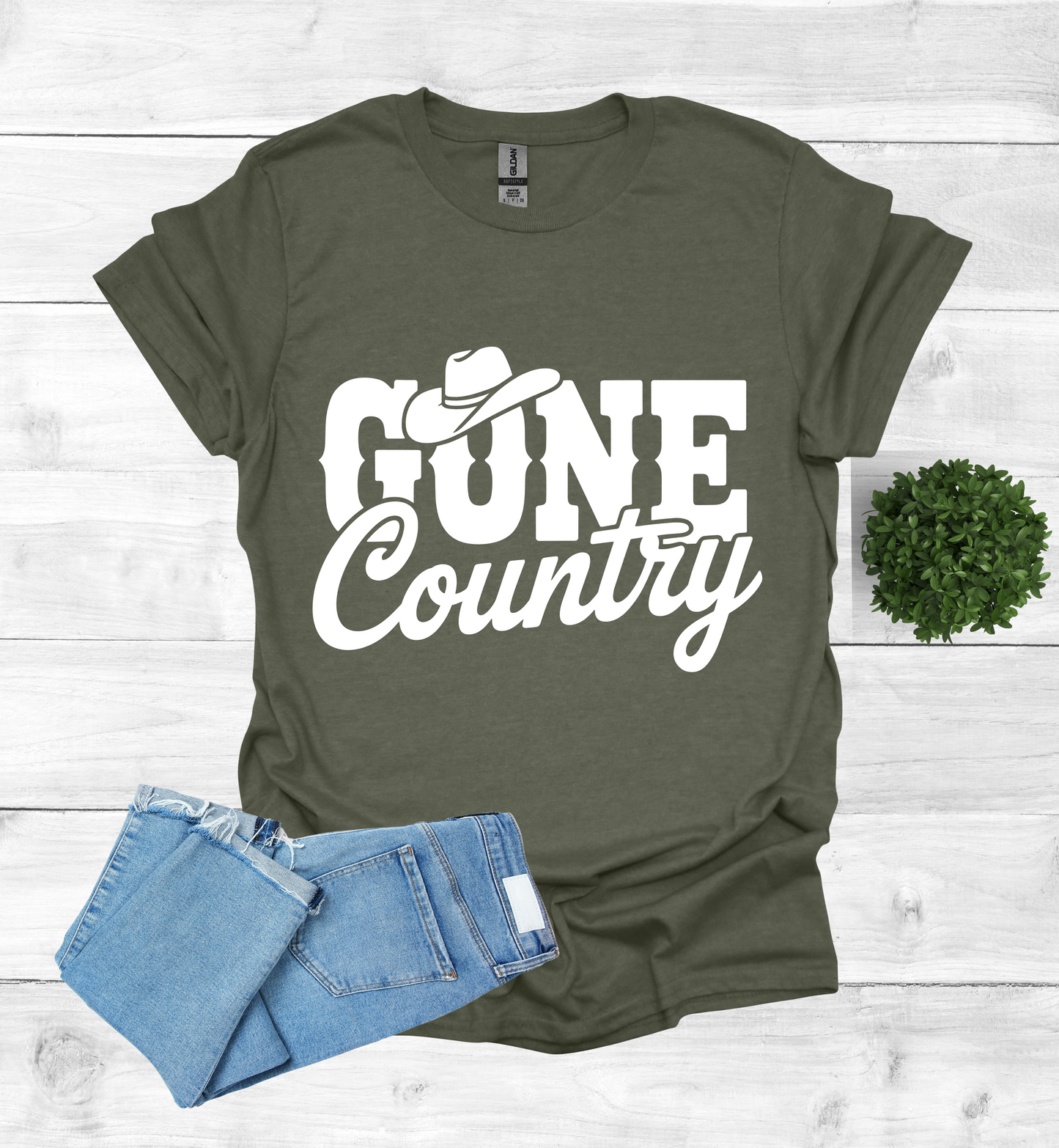 Gone Country saying with small Cowboy Hat